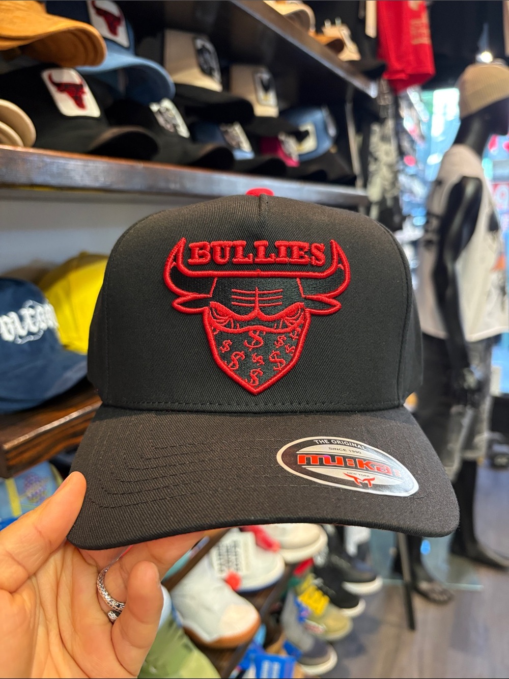 BULLIES Embroidered Black & Red Baseball Cap